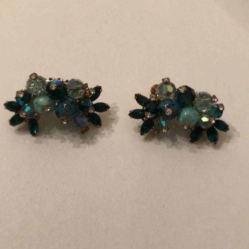 Vendome Green Bead Crystal Earrings